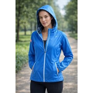 Nike Golf Blue Hooded Water Resistant Full Zip Jacket XL Embroidered Logo